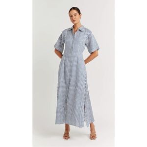 GAIA COBALT GEO SHIRT MIDI DRESS